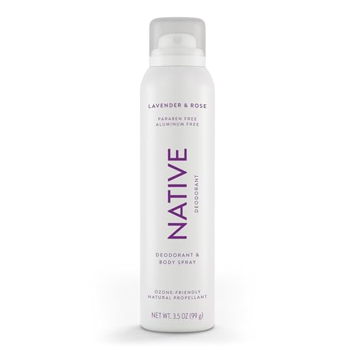 Native Whole Body Deodorant Spray, Lavender & Rose Scent, 72 Hour Odor Control for Pits, Privates & More, Aluminum Free, Quick-Drying Deodorant for Men & Women, 3.5 oz