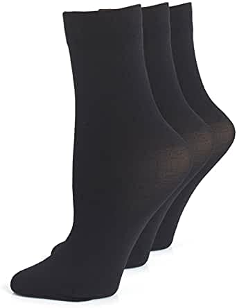 Mytoptrendz® Ladies Soft Opaque Ankle Anklets High Socks Pack of 3 pair (Black) 40D