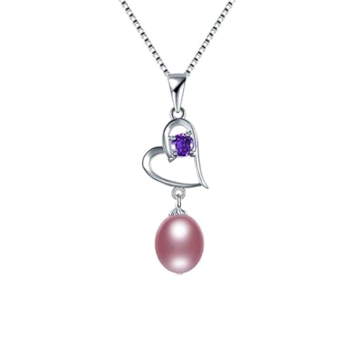 Collier perles ovales naturelles et cœur violet pour sublimer vos tenues de soirée