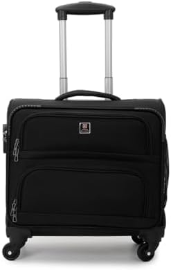 - Cosmos Soft Cabin Size Overnighter Laptop Travel Luggage Trolley Bag for Men & Women, Push Button Trolley Handle, 360° Rotatable Wheels, 3 Dial Lock, Quick Access Pockets (45L) Black