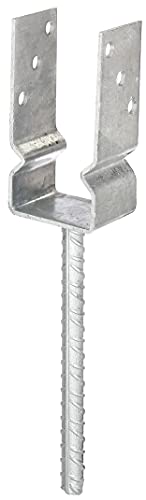 Image of U-Shaped Post Stirrups with Extra-Long Concrete Anchor Riffler Tool Steel Galvanised Opening Width lichte Breite: 71 mm