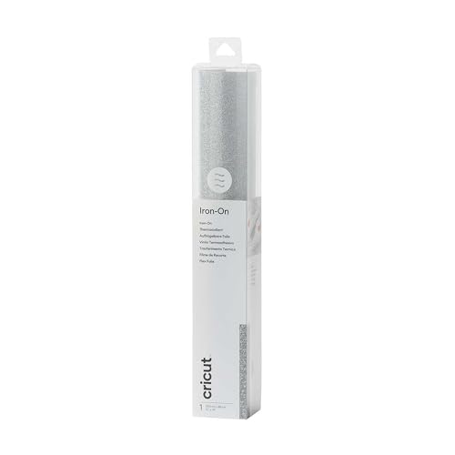 Cricut Glitter Iron On | Silver | (12 x 19) | Heat Transfer Vinyl Roll (HTV) | for use with All Cricut Cutting Machines