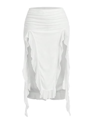 Elegant Solid Color Ruffle Hem A-Line Skirt 2025 Fashion Skirts for Women