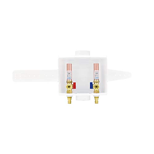 Image of Eastman 1 /2 inch Expansion PEX Connection, White Center Drain Washing Machine Outlet Box with Hammer Arrestors, 60247