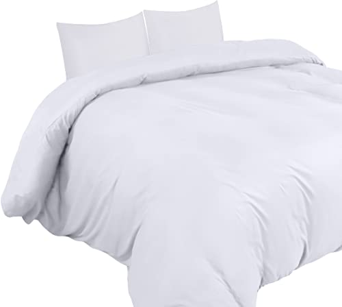 Image of Utopia Bedding Duvet Cover 220 x 240 cm with 2 Pillowcases 65 x 65 cm (White) - Bedding Set 220 x 240 cm - Soft Brushed Microfibre Duvet Cover Sets