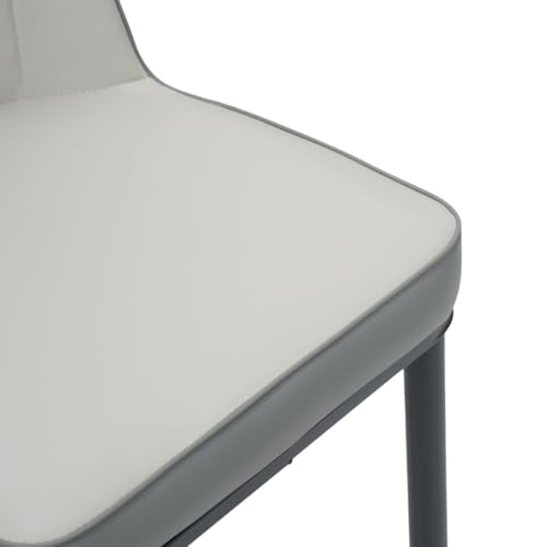 Image of Royaloak Sepang Malaysian Dining Chair | Comfortable Dining Table Chair in Leatherette Upholstery | High Back Stitched Detailing | Cushioned Padding | Ergonomic Design | Powder-Coated Legs