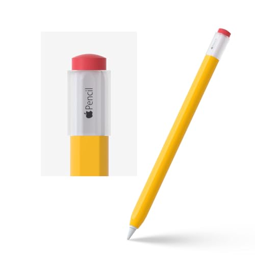 ELETIUO Silicone Case Compatible with Apple Pencil 2nd Generaion Cover,Protective Holder Grip Sleeve with Cap Accessories Compatible with iPad Pro 11 12.9 inch,Yellow