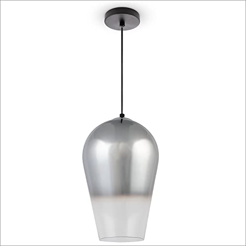 Paco Home Pendant LED Hanging Lamp Glass Lampshade Vintage Dining Room Modern E27, Lamp Type:Type 3, Colour:Chrome