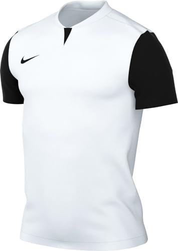 Inserto a coste sul collo Nike Mens Short-Sleeve Soccer Jersey M Nk DF Trophy V JSY SS, White/Black/Black/Black, DR0933-100, L