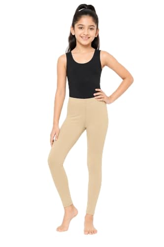 Image of BODYCARE Girls Cotton Stretch Leggings, Elastic Waist Ankle Length Leggings for Kids, Soft