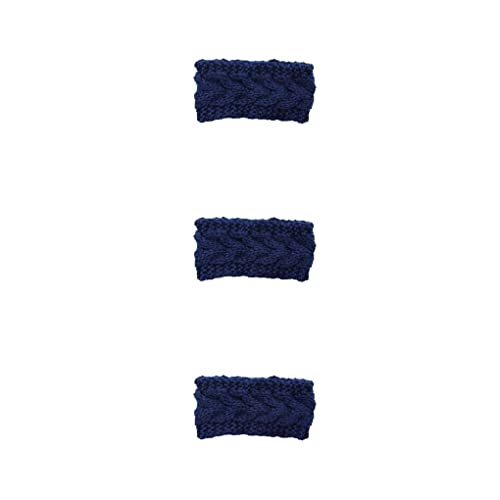 SUWIAKLALL 3 PCS Faixa de cabelo de lã de cor sólida para bebê para exterior azul marinho