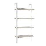 bois métal industriel VDD Etagère murale échelle bibliothèque Solide - bois métal industriel - hauteur 152 cm - blanc