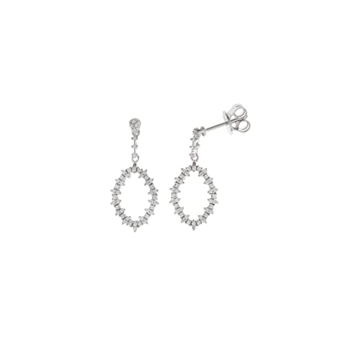 Salvatore Plata Pendientes Mujer Plata Circonitas Presión Tamaño 12 x 25 mm