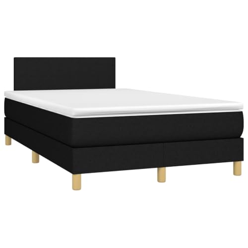 vidaXL Cama Box Spring con Colchón, Somier Doble con Cabecero Cubrecolchón, Estructura de Cama, Mueble para Dormitorio, Tela Negro 120x190 cm