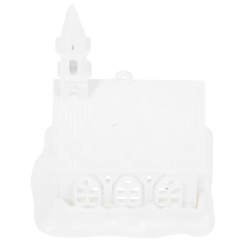 DOITOOL White Miniature Village House Ornament Unfinished Plastic Model for Creative Painting Blank Snow House for Christmas Decoration Farmhouse Centerpiece Decor