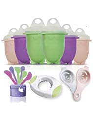 Hag and MaTH 6 Egg Cooker Cups for Boiling or Microwave, Hard Boiled Egg Maker Without the Shell, Pack of 6 Silicone Egg Poacher Cups and Lids + Bonus Items