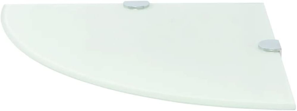 Corner Shelf Set of 2, White Tempered Glass, 9.8 x 9.8 Inch Floating Wall Shelves for Bathroom Kitchen Living Room Decor Display