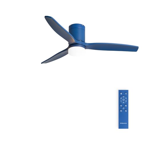 CREATE / WINDCALM M/Ventilador de techo ABS con luz azul cobalto con mando / 40W, Silencioso, Ø132 cm, 6 velocidades, 3 temperaturas de luz, temporizador, función verano-invierno