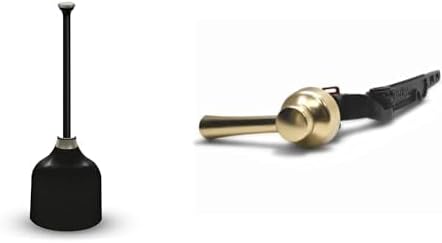 Korky Designer Series Toilet Plunger with Holder in Black with Brushed Gold StrongARM Toilet Handle & Lever