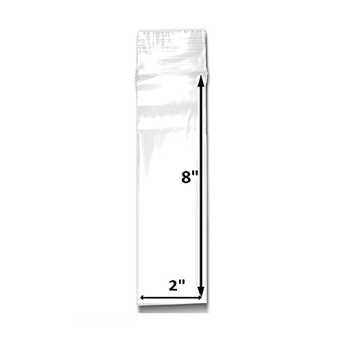 100 Bags of 2" x 8" 2 Mil Clear Plastic Reclosable Zip Poly Bags with Resealable Lock Seal Zipper image 4