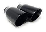 Black Stainless Steel Powder Coated Rolled Angle Cut Universal Exhaust Tips - 7, 9, 12, & 18 inch lengths - 2.50 inch inlet (7