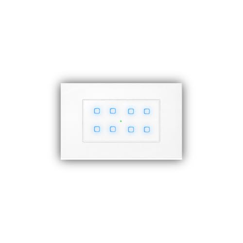 Image of Smarteefi Touch 8 Port Modular WiFi Smart Switch Board (7 Light Switch + 1 Switch 16A), Customizable with add-on modules, Compatible with Alexa & Google Home, White (Size: 4M (146mmx94mmx40mm))