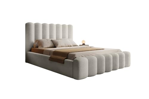 Fun Möbel Polsterbett Bett Macon in Stoff Ascot/Speed Versand (Creme, 180x200cm mit Matratze)