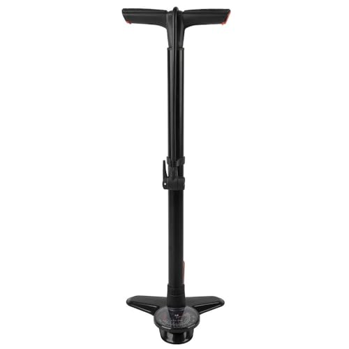 Floor Pump, Aluminium, for Normal Tubes and Tubeless Tires, Max. 160 PSI, with Gauge, for AV/FV/DV, on Card