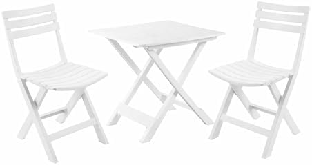 KURIL Folding Garden Table and 2 Chairs Set – Outdoor Bistro Set ...