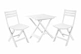 KURIL Conjunto Mesa y 2 Sillas Plegables de Jardín – Set Bistro Exterior para Terraza, Balcón o Piscina – Muebles de Jardín Plegables Resistentes y Compactos