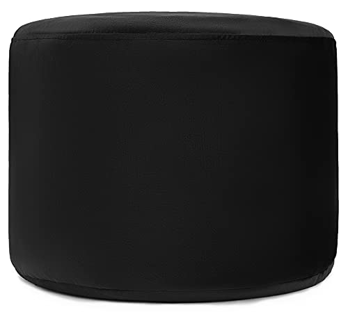 Gouchee Home Belgique Round Velvet Pouf, Foot Stool, Stuffed Ottoman Bean Bag Chair - Black - Plush, Stylish, Lightweight, and Comfortable Furniture Accessory for Living Room and Bedroom - 20