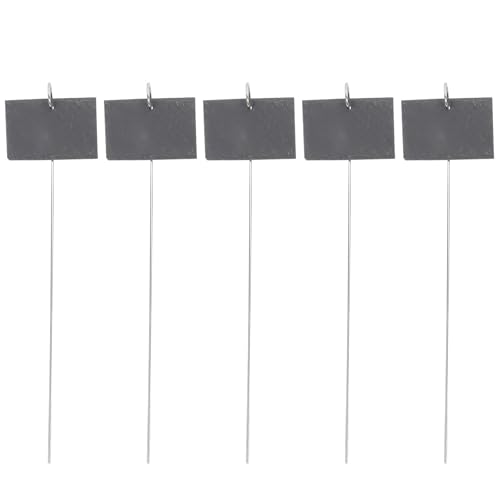 Lurrose Plant Labels Garden Flower Tags with 5 Black and 5 Metal Iron Rod Stakes 40cm Long for Outdoor Vegetable and Fruit Tree Identification