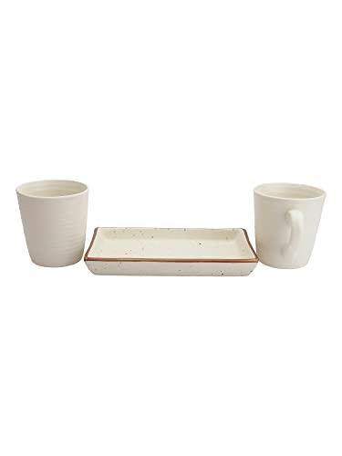 Image of Miah Decor Ceramic Coffee Mug Set with Serving Platter, Handmade Stoneware