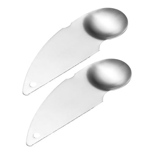MOLUCKFU 2 pièces Cuillères à Kiwi Inox Outil Éplucheur et Cuillère à Fruits Acier Inoxydable pour Peler et Creuser Kiwi Citron et Ustensile de Cuisine Pratique