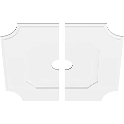 Image of Ekena Millwork CMP30LE2-04000 Locke Architectural Grade PVC Contemporary, Two Piece Urethane Ceiling Medallions 30 inchOD x 4 inchID x 18 inchC x 1 inchP