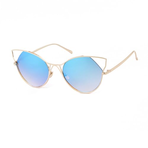 Lunettes de soleil protection UV400 oeil de chat vintage avec monture métallique pour femme