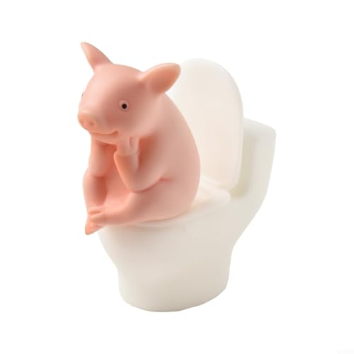 NiuLumea Bonita figura de cerdo de resina sentada para decoración del hogar, estante de escritorio, escritorio de oficina, estatua divertida de animales, blanco y rosa, 6 x 4 x 7 cm (baño de cerdo)