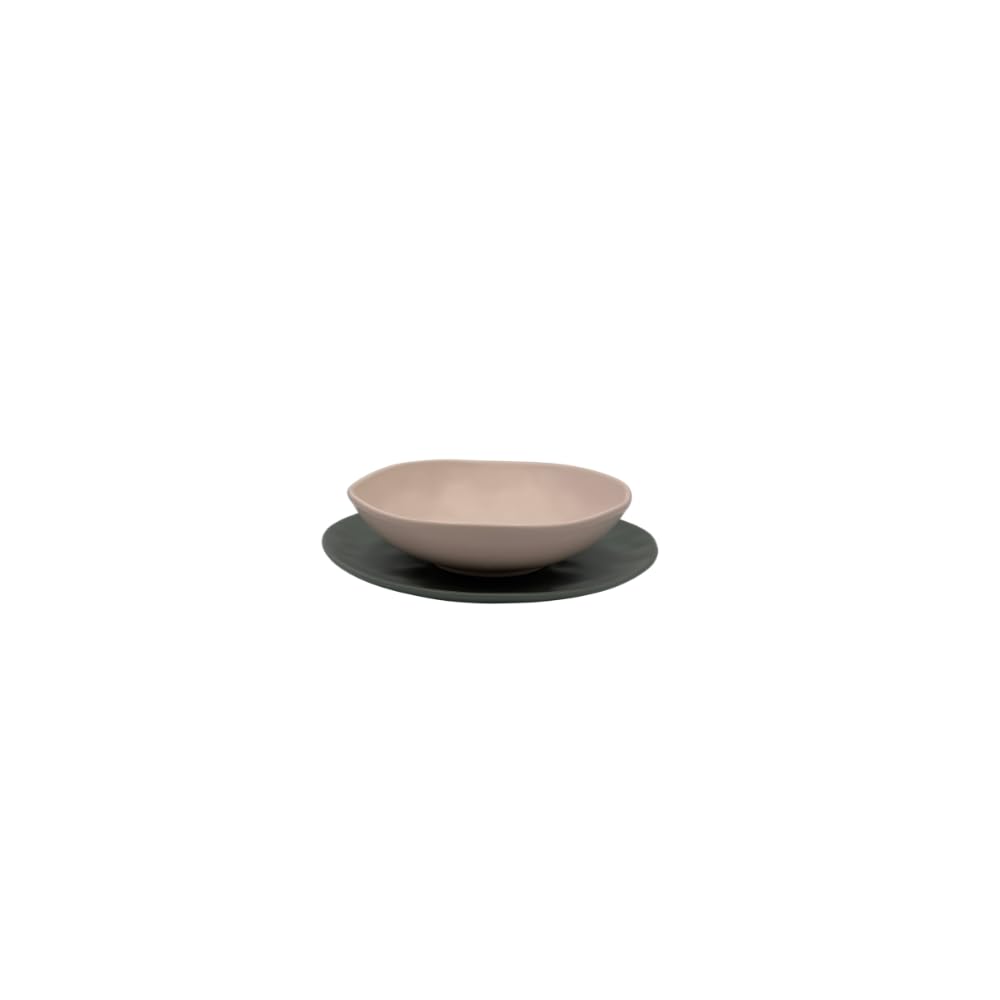 Servizio Piatti 18 Pezzi per 6 Persone – Set Stoneware Organic Nature, Stile Nordico, Colori Pastello, Lavastoviglie e Microonde