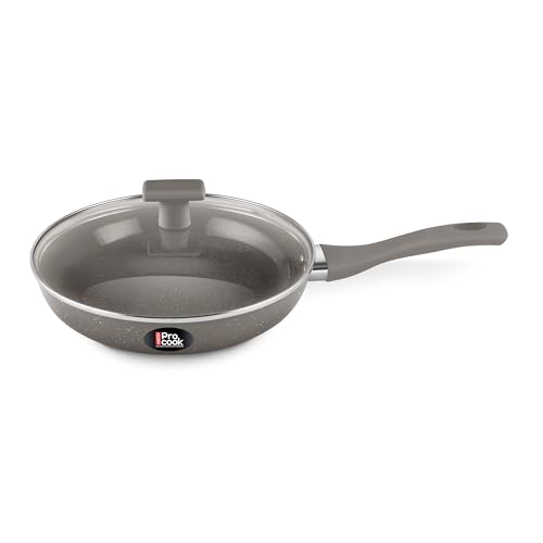 Image of MILTON Pro cook Induction Cookware & Gas Stove Friendly Premium Ceramic Non-Stick Fry Pan with Glass Lid 24cm | KFCC South Korean | PFOA & PFAS Free | Healthy Low-Oil Cooking | 2Y Warranty | Brown
