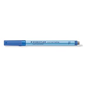 STAEDTLER Lumocolor 305 F-3 correctable foliestift F-punt, circa 0,6 mm, 10 stuks in kartonnen etui, blauw