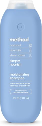 Image of Method Moisturizing Shampoo, Simply Nourish - Hydrates and Revives Dry Hair, Safe for Color-Treated Hair - Sulfate Free and Cruelty Free - 14 oz (Pack of 12)