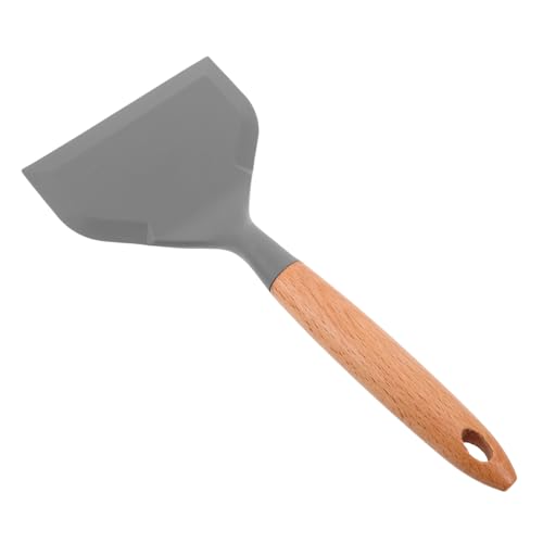 TOYANDONA Japanese Silicone Spatula with Wooden Handle for Nonstick Cookware Wide Flexible Turner for Flipping Fish Pancakes Tamagoyaki and Pizza Heat Resistant Kitchen Cooking Tool
