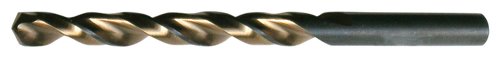 Cle-Line C18442 Heavy Duty Parabolic Jobber Length Drill, High Speed Steel, Black and Gold Finish, Straight Shank, 135-Degree Split Point, 1/4