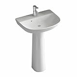 Dimensions : 17,7 × 14,1 × 30,7 pouces. Les lavabos sur pied pour salles de bains présentent un design compact et peu encombrant.