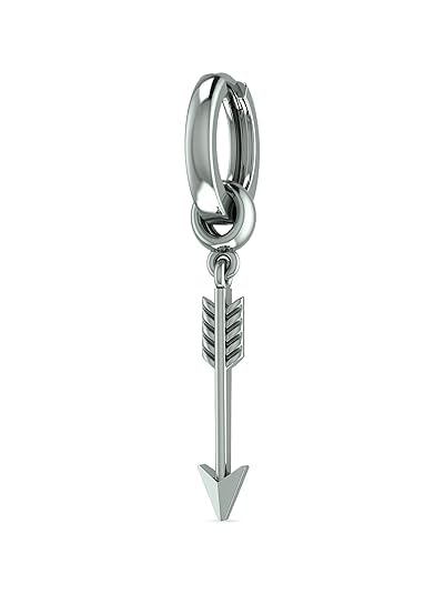 YUVAALNAKARAN Hoop Earrings for Men & Boys (1 Piece) - 925 Sterling Silver Bali Ear Studs - Swift Arrow Drop - Birthday Anniversary Gift - Oxidised Silver Plated Jewellery - Men Fashion Accessories-image-48