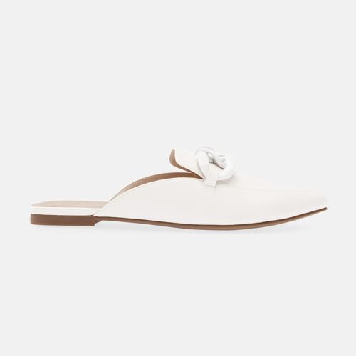 Image of Juliet Holy Womens Mules Flats Pointed Toe Backless Loafers Slip on Metal Chain Slides