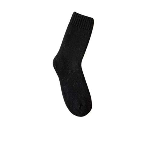 Calcetines cálidos de invierno for mujer, calcetines de lana for hombre y hombre, calcetines sólidos súper gruesos, calcetines de lana Merino contra el frío, calcetines de felpa for nieve(Black)