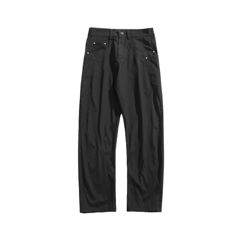 Generico Pantalones largos para hombre Baggy de color liso, estilo vintage, de corte suave, para fitness y correr, pantalones pirata medievales victorianos, pantalones de pierna curvada, Negro , 3XL