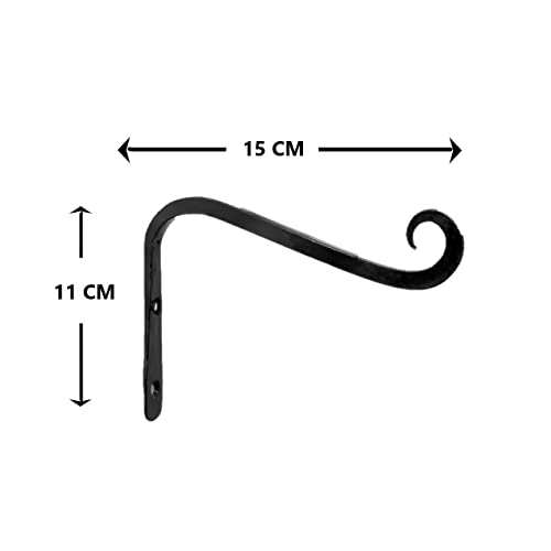 Image of Metal Wall Hook Hanging Plant Bracket Decorative Straight Plant Hanger for Pots, Bird Feeder, Planters, Lantern, Macrame, Wind Chimes Indoor | Outdoor (Pack of 2, L Black 27)