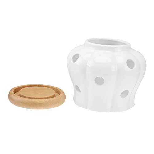 Zerodeko Pot En Céramique Rond Scellé 1,2 l Avec Couvercle Bambou Ventilation Naturelle Conservation Ail Gingembre La Cuisine Maison